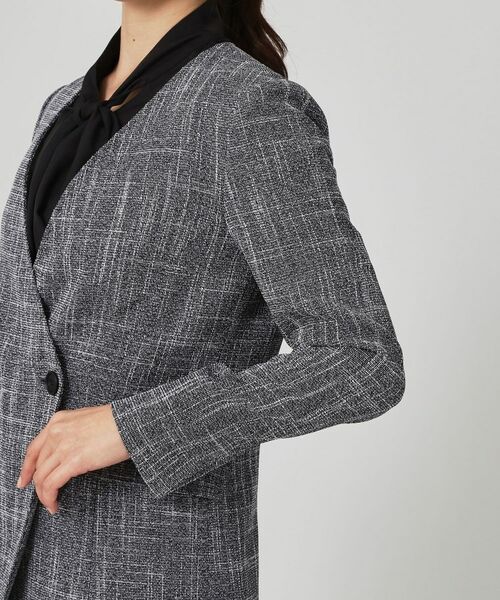COUP DE CHANCE / クードシャンス ノーカラージャケット | 【手洗い可／日本製／裏無し／セットアップ可】ツィード見えノーカラージャケット | 詳細17