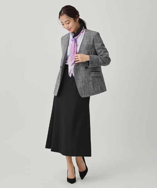 COUP DE CHANCE / クードシャンス ノーカラージャケット | 【手洗い可／日本製／裏無し／セットアップ可】ツィード見えノーカラージャケット | 詳細8