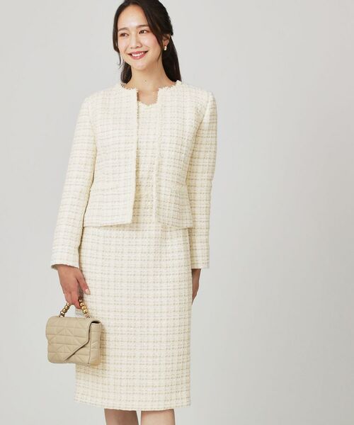 COUP DE CHANCE / クードシャンス ミニ丈・ひざ丈ワンピース | 【日本製/セットアップ可】ファンシーツィードのワンピース | 詳細1