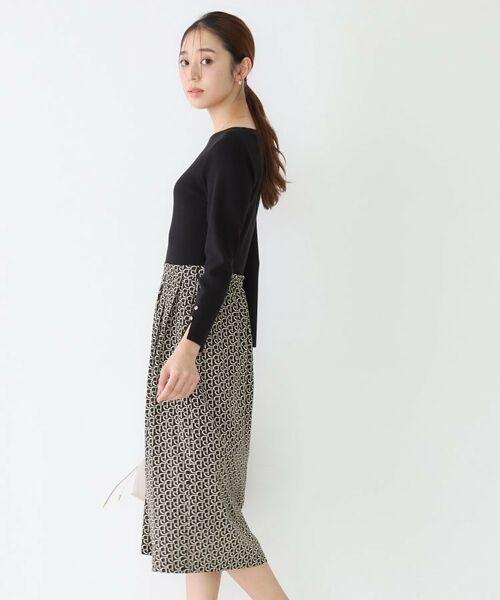 COUP DE CHANCE / クードシャンス ロング・マキシ丈ワンピース | 【手洗い可/一枚で決まる】ニット+柄スカートのワンピース | 詳細1