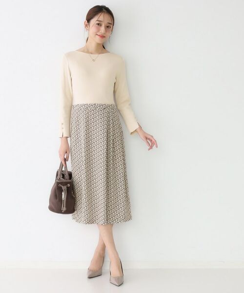 COUP DE CHANCE / クードシャンス ロング・マキシ丈ワンピース | 【手洗い可/一枚で決まる】ニット+柄スカートのワンピース | 詳細7