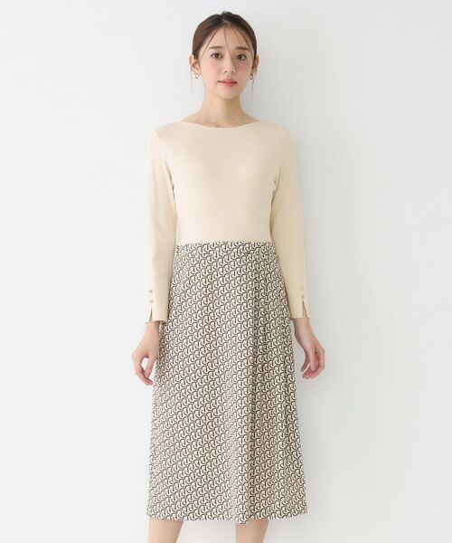 COUP DE CHANCE / クードシャンス ロング・マキシ丈ワンピース | 【手洗い可/一枚で決まる】ニット+柄スカートのワンピース | 詳細9