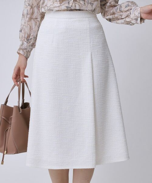 COUP DE CHANCE / クードシャンス スカート | 【手洗い可/日本製/ジャージ素材/セットアップ可】タック入りフレアースカート(ホワイト(401))
