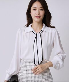 COUP DE CHANCE / クードシャンス シャツ・ブラウス | 【手洗い可／ボウタイ取外し可】配色パイピングボウブラウス