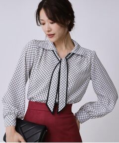 COUP DE CHANCE / クードシャンス シャツ・ブラウス | 【手洗い可／ボウタイ取外し可】配色パイピングボウブラウス