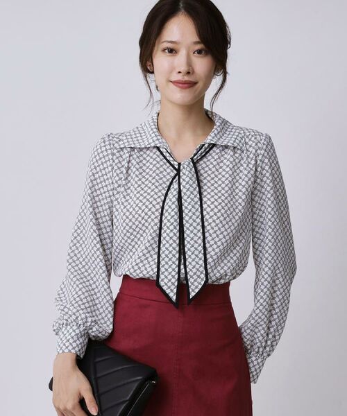 COUP DE CHANCE / クードシャンス シャツ・ブラウス | 【手洗い可/ボウタイ取外し可】配色パイピングボウブラウス | 詳細10