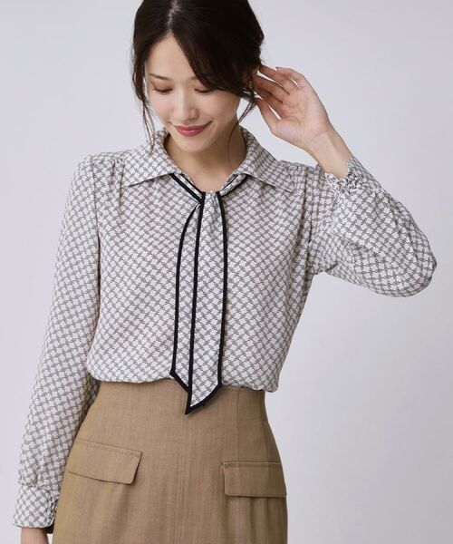 COUP DE CHANCE / クードシャンス シャツ・ブラウス | 【手洗い可/ボウタイ取外し可】配色パイピングボウブラウス | 詳細13