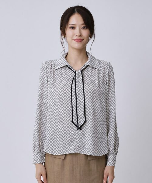 COUP DE CHANCE / クードシャンス シャツ・ブラウス | 【手洗い可/ボウタイ取外し可】配色パイピングボウブラウス | 詳細16