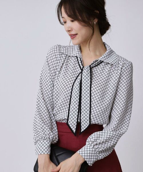 COUP DE CHANCE / クードシャンス シャツ・ブラウス | 【手洗い可/ボウタイ取外し可】配色パイピングボウブラウス | 詳細9