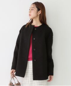 COUP DE CHANCE / クードシャンス その他アウター | 【日本製／モヘヤ混／ヒップ丈】ノーカラーコート