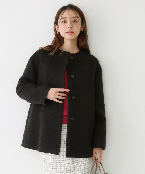 COUP DE CHANCE / クードシャンス その他アウター | 【日本製／モヘヤ混／ヒップ丈】ノーカラーコート | 詳細1