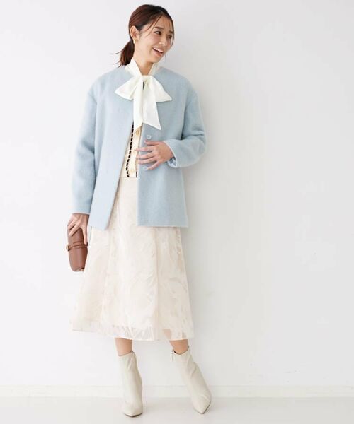 COUP DE CHANCE / クードシャンス その他アウター | 【日本製／モヘヤ混／ヒップ丈】ノーカラーコート | 詳細13