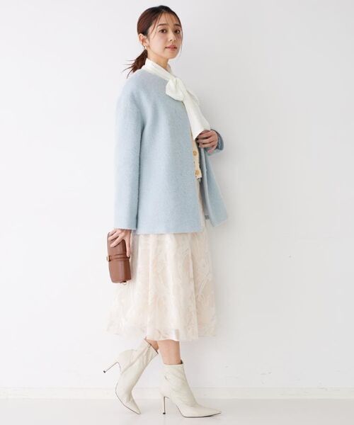 COUP DE CHANCE / クードシャンス その他アウター | 【日本製／モヘヤ混／ヒップ丈】ノーカラーコート | 詳細14
