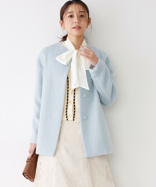 COUP DE CHANCE / クードシャンス その他アウター | 【日本製／モヘヤ混／ヒップ丈】ノーカラーコート | 詳細16