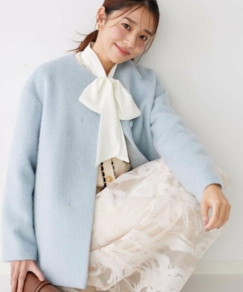 COUP DE CHANCE / クードシャンス その他アウター | 【日本製／モヘヤ混／ヒップ丈】ノーカラーコート | 詳細19