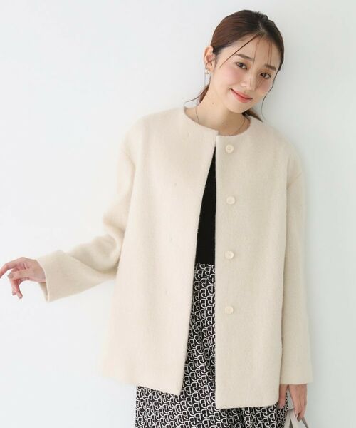 COUP DE CHANCE / クードシャンス その他アウター | 【日本製／モヘヤ混／ヒップ丈】ノーカラーコート | 詳細5