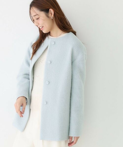 COUP DE CHANCE / クードシャンス その他アウター | 【日本製／モヘヤ混／ヒップ丈】ノーカラーコート | 詳細9