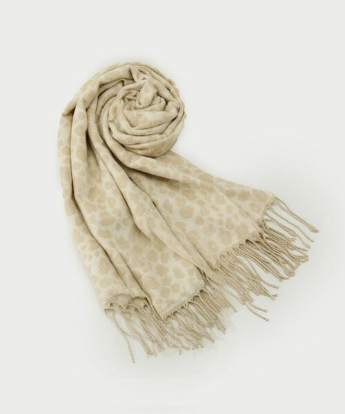 COUP DE CHANCE/クードシャンス レオパード柄ストール/フリンジストール グレージュ(350) 00(FREE) COUP DE CHANCE/クードシャンス レオパード柄ストール/フリンジストール グレージュ(350) 00(FREE)