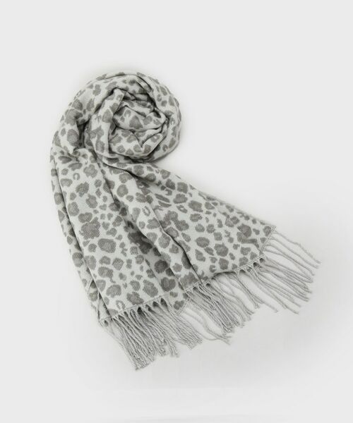 COUP DE CHANCE/クードシャンス レオパード柄ストール/フリンジストール グレー(312) 00(FREE) COUP DE CHANCE/クードシャンス レオパード柄ストール/フリンジストール グレー(312) 00(FREE)