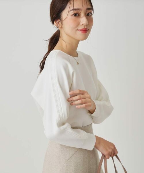 COUP DE CHANCE / クードシャンス ニット・セーター | 【手洗い可】ケーブルとビーズの袖デザインニットトップス | 詳細1