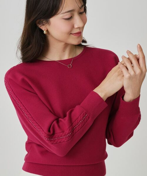 COUP DE CHANCE / クードシャンス ニット・セーター | 【手洗い可】ケーブルとビーズの袖デザインニットトップス | 詳細15