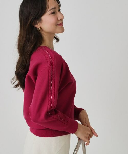 COUP DE CHANCE / クードシャンス ニット・セーター | 【手洗い可】ケーブルとビーズの袖デザインニットトップス | 詳細16