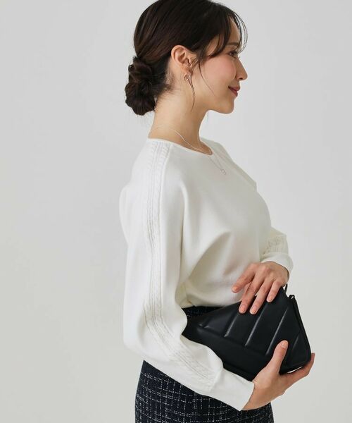 COUP DE CHANCE / クードシャンス ニット・セーター | 【手洗い可】ケーブルとビーズの袖デザインニットトップス | 詳細3