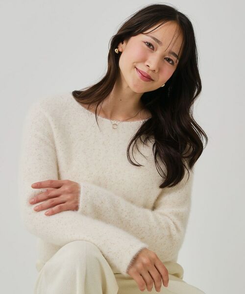 COUP DE CHANCE / クードシャンス ニット・セーター | 【フォックス混/軽い着心地】ショート丈ニットトップス(オフホワイト(003))