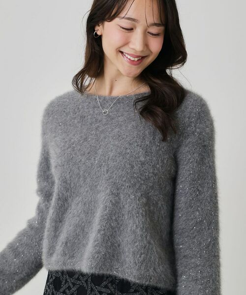 COUP DE CHANCE / クードシャンス ニット・セーター | 【フォックス混/軽い着心地】ショート丈ニットトップス(グレー(012))