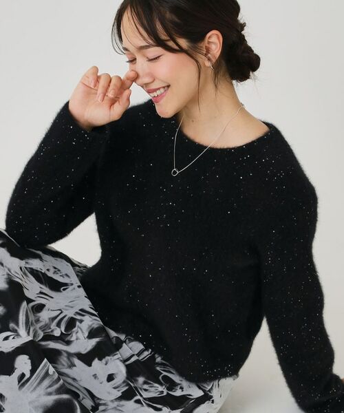 COUP DE CHANCE / クードシャンス ニット・セーター | 【フォックス混/軽い着心地】ショート丈ニットトップス(ブラック(019))