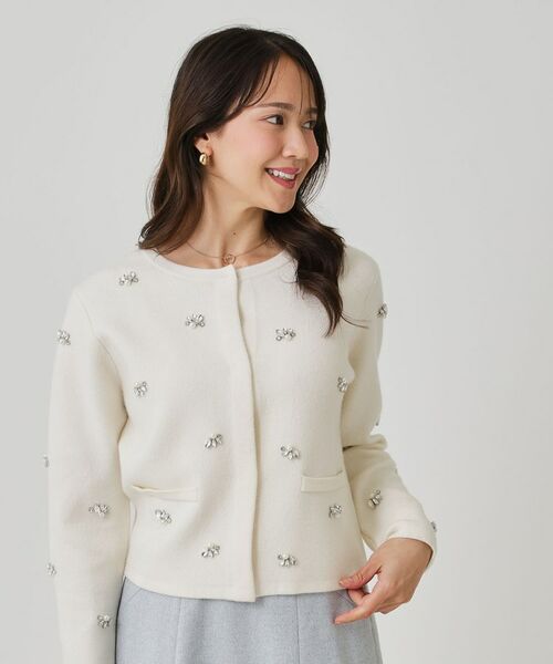 COUP DE CHANCE / クードシャンス カーディガン・ボレロ | 【手洗い可】ビジュー付カーディガン | 詳細1