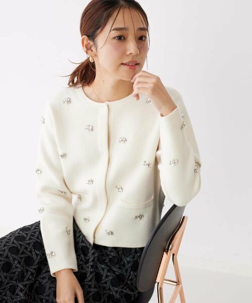 COUP DE CHANCE / クードシャンス カーディガン・ボレロ | 【手洗い可】ビジュー付カーディガン | 詳細13