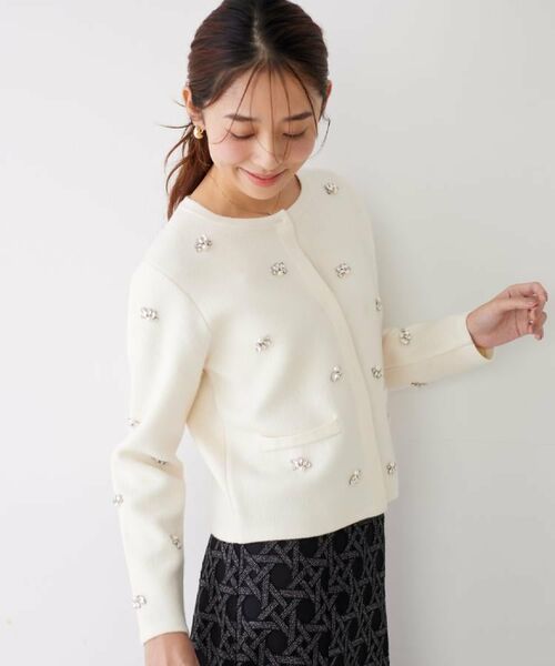 COUP DE CHANCE / クードシャンス カーディガン・ボレロ | 【手洗い可】ビジュー付カーディガン | 詳細14