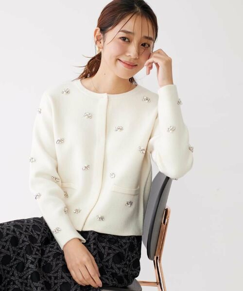 COUP DE CHANCE / クードシャンス カーディガン・ボレロ | 【手洗い可】ビジュー付カーディガン | 詳細15