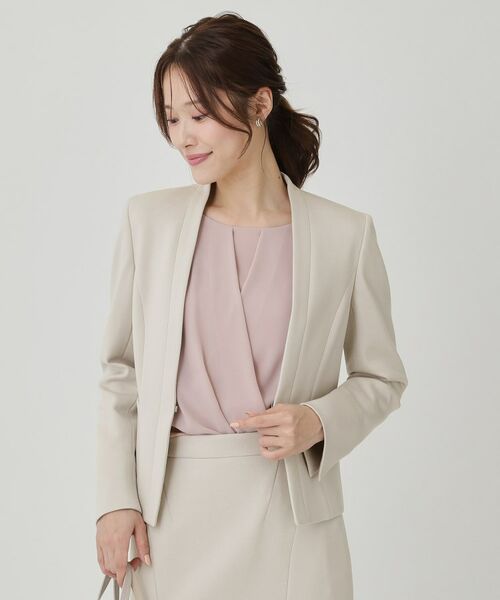 COUP DE CHANCE / クードシャンス ノーカラージャケット | 【日本製/セットアップ可】ジャージ素材のカラーレスジャケット | 詳細1