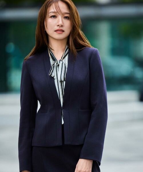 COUP DE CHANCE / クードシャンス ノーカラージャケット | 【日本製/セットアップ可】ジャージ素材のカラーレスジャケット | 詳細13