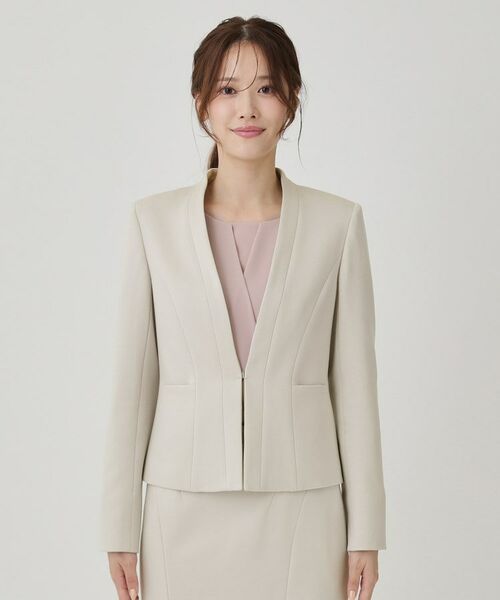 COUP DE CHANCE / クードシャンス ノーカラージャケット | 【日本製/セットアップ可】ジャージ素材のカラーレスジャケット | 詳細15