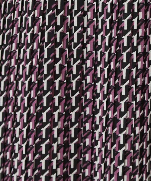 COUP DE CHANCE / クードシャンス ミニ丈・ひざ丈ワンピース | 【ボウ取外し可】幾何柄プリーツワンピース | 詳細8