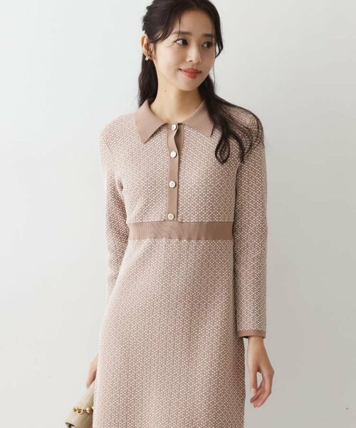 COUP DE CHANCE / クードシャンス ミニ丈・ひざ丈ワンピース | 【手洗い可】衿付きニットジャカード編みワンピース | 詳細13
