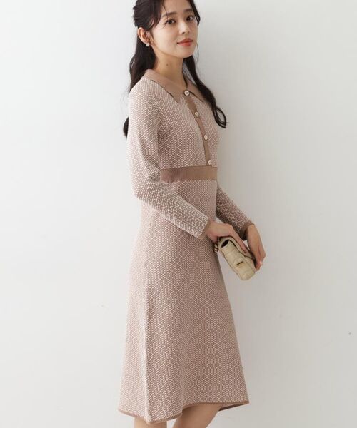 COUP DE CHANCE / クードシャンス ミニ丈・ひざ丈ワンピース | 【手洗い可】衿付きニットジャカード編みワンピース | 詳細14