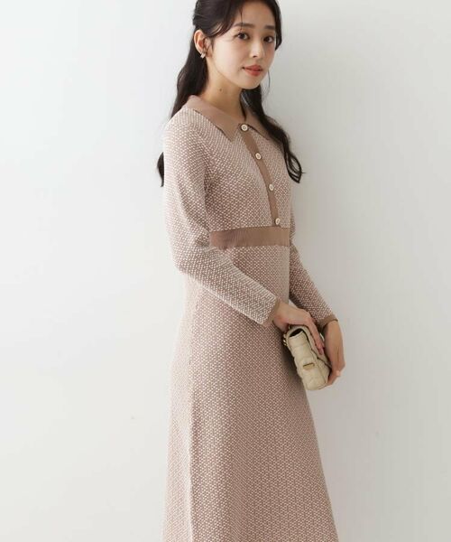 COUP DE CHANCE / クードシャンス ミニ丈・ひざ丈ワンピース | 【手洗い可】衿付きニットジャカード編みワンピース | 詳細15