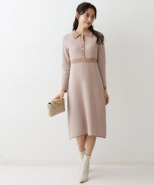 COUP DE CHANCE / クードシャンス ミニ丈・ひざ丈ワンピース | 【手洗い可】衿付きニットジャカード編みワンピース | 詳細16