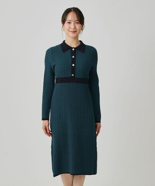 COUP DE CHANCE / クードシャンス ミニ丈・ひざ丈ワンピース | 【手洗い可】衿付きニットジャカード編みワンピース | 詳細21