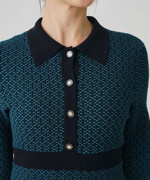 COUP DE CHANCE / クードシャンス ミニ丈・ひざ丈ワンピース | 【手洗い可】衿付きニットジャカード編みワンピース | 詳細24