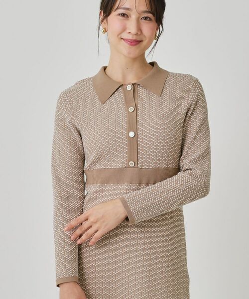 COUP DE CHANCE / クードシャンス ミニ丈・ひざ丈ワンピース | 【手洗い可】衿付きニットジャカード編みワンピース | 詳細5