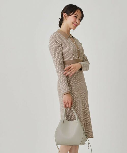 COUP DE CHANCE / クードシャンス ミニ丈・ひざ丈ワンピース | 【手洗い可】衿付きニットジャカード編みワンピース | 詳細6