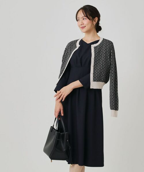 COUP DE CHANCE / クードシャンス ミニ丈・ひざ丈ワンピース | 【手洗い可/日本製】タックデザインワンピース(ネイビー(094))