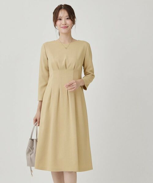 COUP DE CHANCE / クードシャンス ミニ丈・ひざ丈ワンピース | 【手洗い可/日本製】タックデザインワンピース(グレージュ(650))