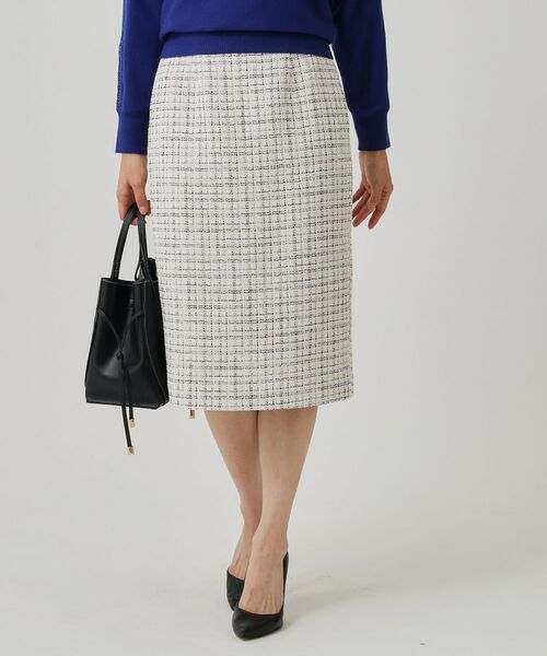 COUP DE CHANCE / クードシャンス ロング・マキシ丈スカート | 【日本製】ツイードタイトスカート(ホワイト(401))