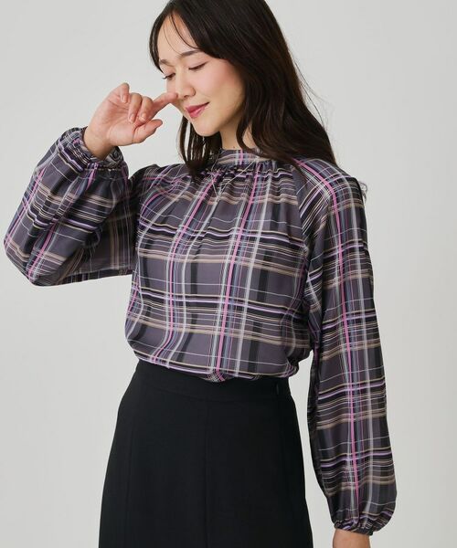 COUP DE CHANCE/クードシャンス 【手洗い可／日本製】チェック柄ブラウス ピンク(371) 38(M)